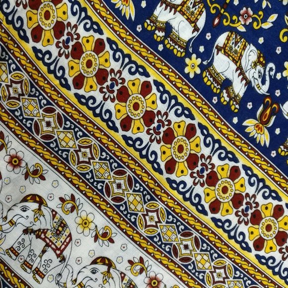 (B3)100% Rayon Harem Pants w/ Elephants&Flowers Pr - Picture 2 of 3